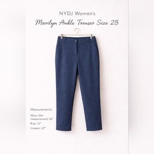 NYDJ Marilyn Ankle Trouser 28W NWT Lift Tuck High Rise Navy Straight